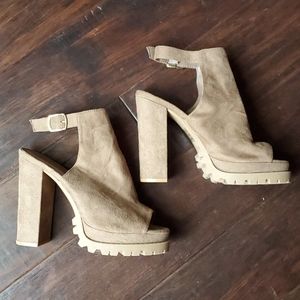 Chunky Suede Bootie Heels
